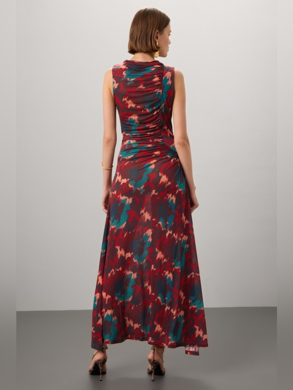 Ulla Johnson Sleeveless Printed Maxi Dress in Red & Teal - Picture 3 of 9